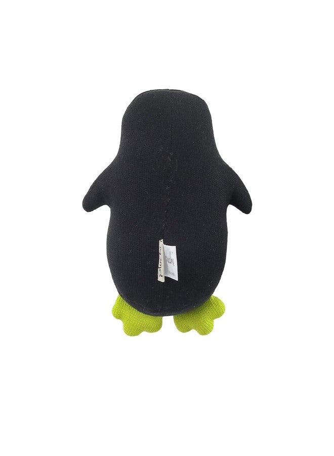 Pluchi Snowy Penguin Knitted Cotton Soft Toy, Perfect for Cots and Play Time (Black, Ivory & Neon) - Image 3